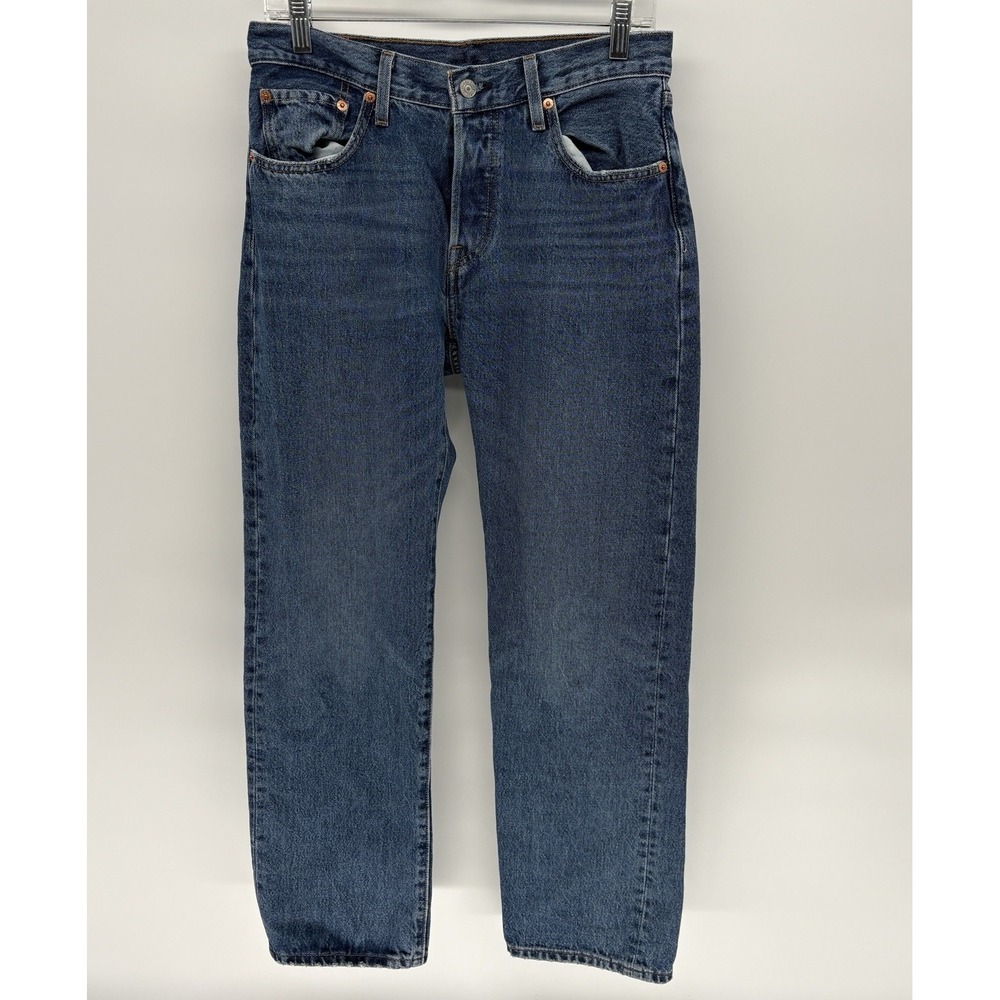 Levi's 501 Premium Jeans Button Fly Big E Straight‎ Leg Blue Denim Women 27X30
